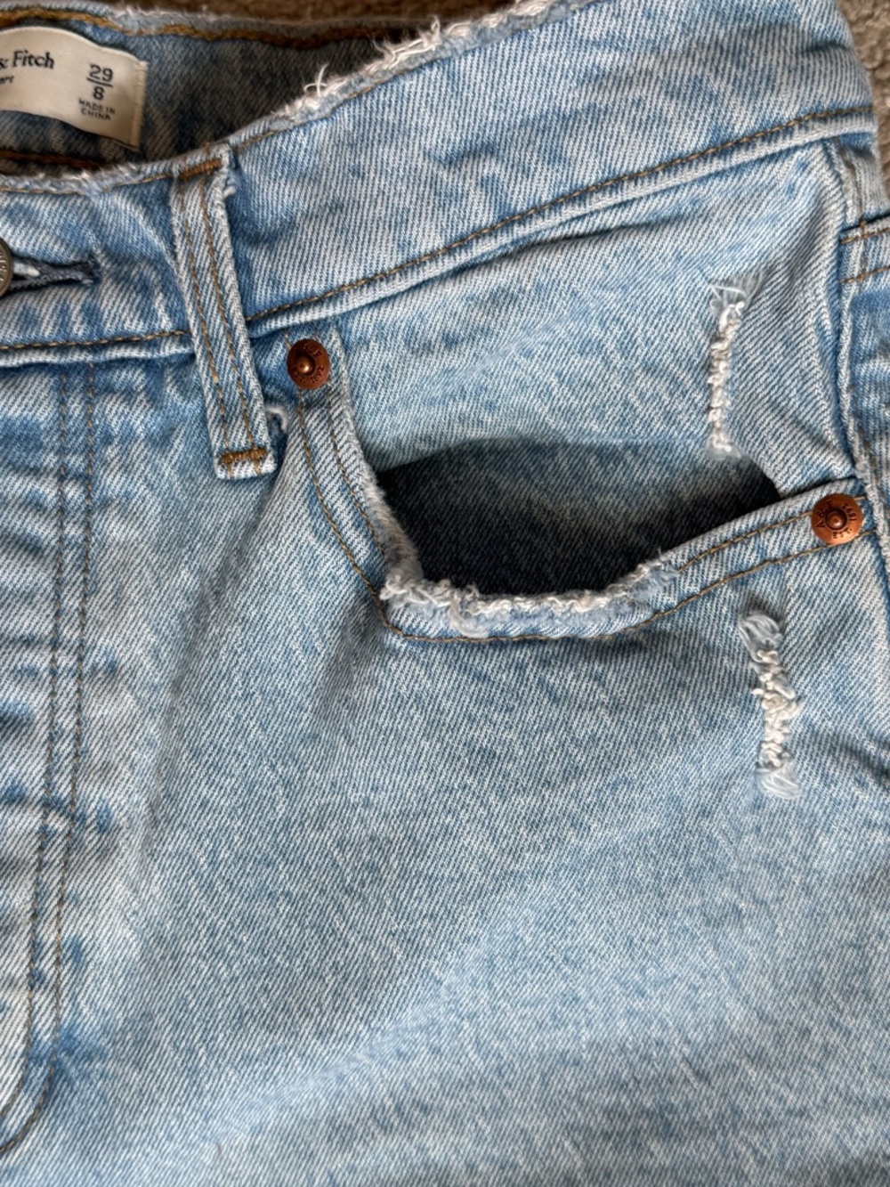 Abercrombie & Fitch 7in Inseam Dad Short High-Rise Light Wash Size W29/8 Denim - Picture 5 of 7